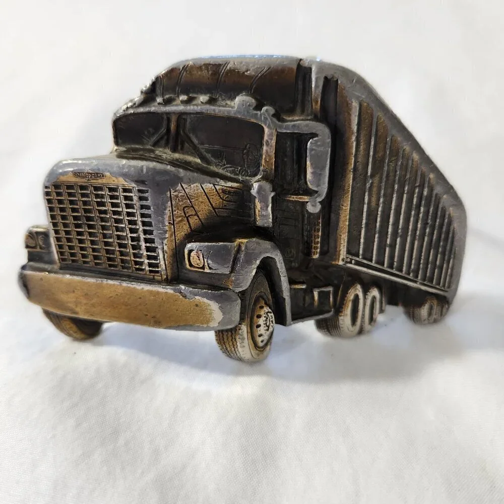VTG The Great American Chicago Truck Brass Belt Buckle #240 Semi-Truck Trailer